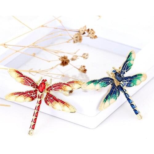 Red Green Black Enamel Dragonfly Insects Brooches For Women Men Alloy Metal Banquet Party Weddings Brooches Pins Gifts
