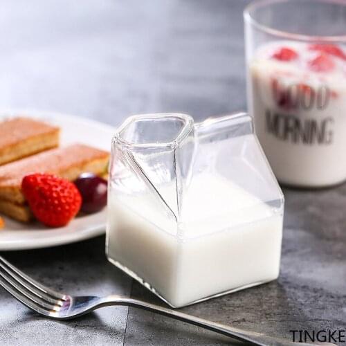 Creative milk carton glass milk cup Home breakfast cup, lounge bar drink cup