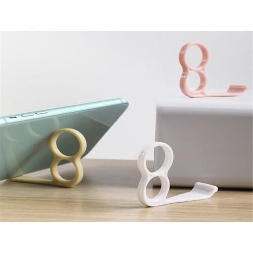 2Pcs Creative Phone Holder Desktop Stand Multifunctional Plastic Bracket Simple Mobile Phone Support Cute Cartoon Shelf Bracket