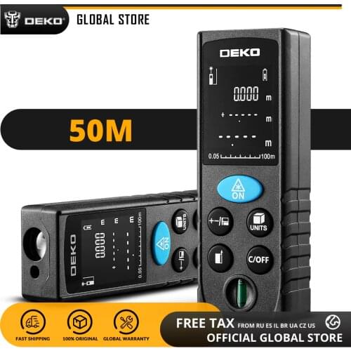DEKO LRD110 50M LCD Display Laser Distance Meter Dual Measure Laser Rangefinder Distance/Area/Volume Diastimeter with Backlight