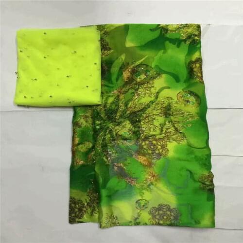 Fashion new style silk printed chiffon fabric for garment neat embroidery on the material with swiss voile lace tissu! LXF57287