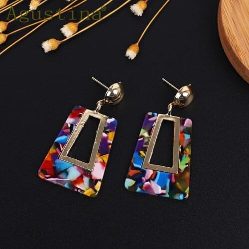 Fashion Acrylic Earrings Women Jewelry long Drop Earrings Punk Design Vintage Geometric Hollow Trendy Red Earings Party Gfit