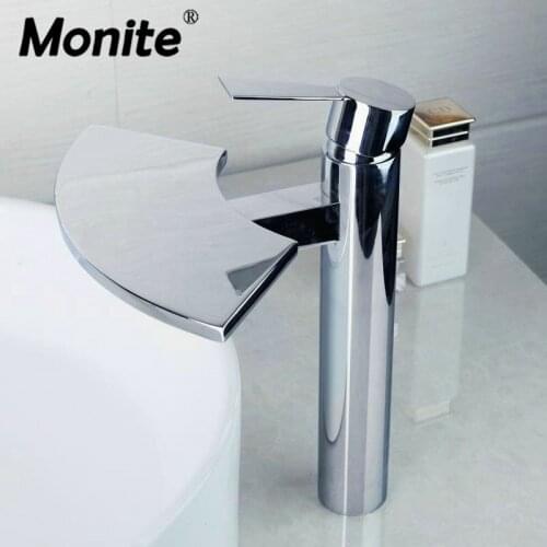 Monite Bathroom Faucet Solid Brass Waterfall Basin Tap torneira do banheiro 8251 Mixer torneira banheiro Hot & Cold Water