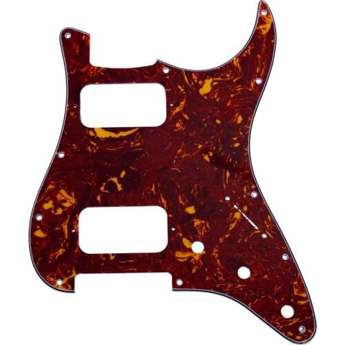 Musiclily Pro 11 Holes Round Corner HH Strat Pickguard for American/Mexican Fender Standard Stratocaster, 4Ply Vintage Tortoise