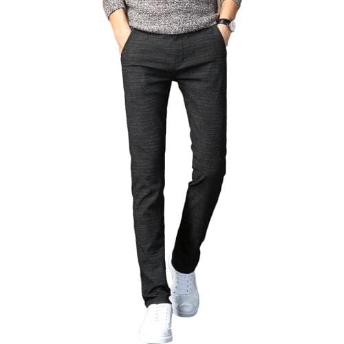 60%HOT Men Solid Color Zip Button Closure Pockets Straight Long Pants Business Trousers