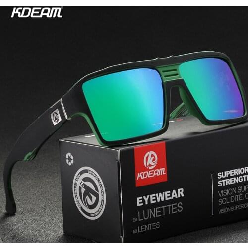 KDEAM Vintage Square Sunglasses Men Polarized Old School Classic Flat Top Mirror Shades Keyhole Bridge Design With Free Box