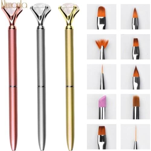 10pcs/set Nail Art Rhinestone Painting Brush Set Metal Crystal Replace Gradient Drawing Pen Cuticle Remover Manicure Tools
