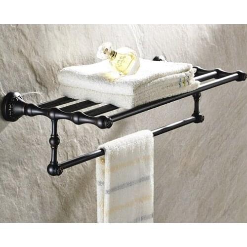 Wall Mounted Black Oil Rubbed Antique Brass Bathroom Large Towel Rail Towel Bar Holder Shelf Bathroom Accessory mba445