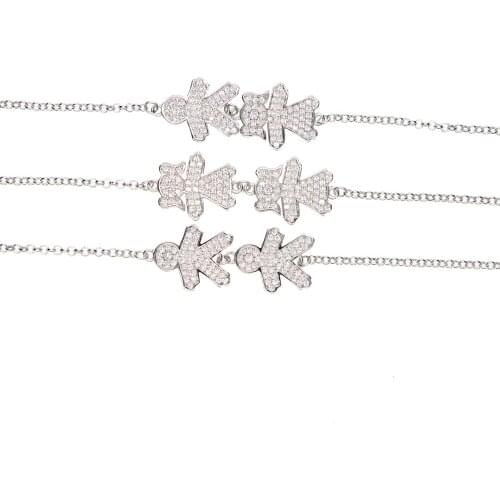 925 sterling silver top quality sparking shiny silver boy girl pave clear cubic zirconia teen girl gift Russian fashion bracelet