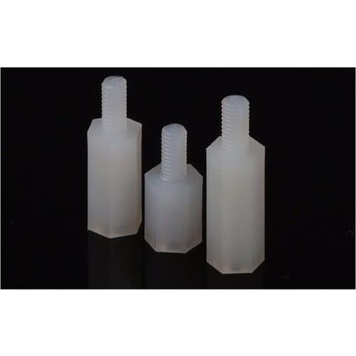 Nylon column external hex Single head isolation column insulated white M2 M2.5 M3 M4 spacers Plastic screws amplifier board nuts