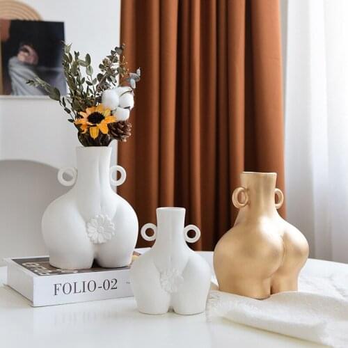 Nordic Style Ceramic Handicraft Ornaments Female Art Vase Home Decoration Living Room Flower Arrangement