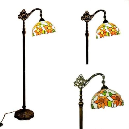 Nordic Colorful Glass Tiffany Floor Lamp Foyer Sofa Corner Wedding Decor Baroque Metal Lighting Fixture 165cm 1262