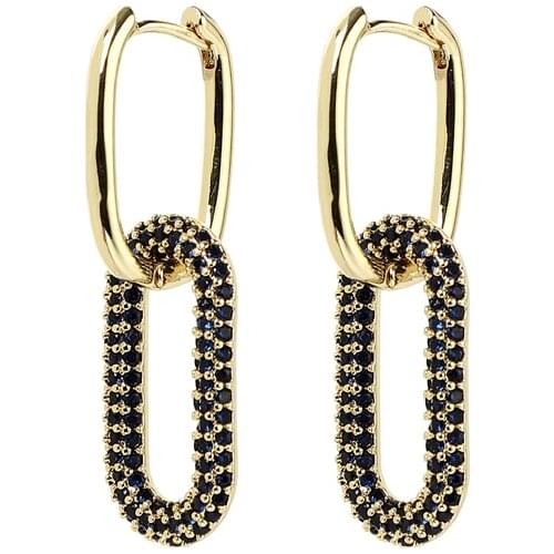 One pair Hoop Earrings Women CZ Jewelry Gold /Silver Color Rectangle Earring Hoops for party birthday gifts Rainbow Jewelry