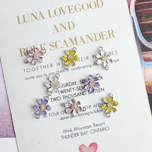 10pcs/Lot Gold Color Tone Metal Chrysanthemum Flower Shape Enamel Charms Daisy Pendants DIY Bracelets Necklace Accessories Craft