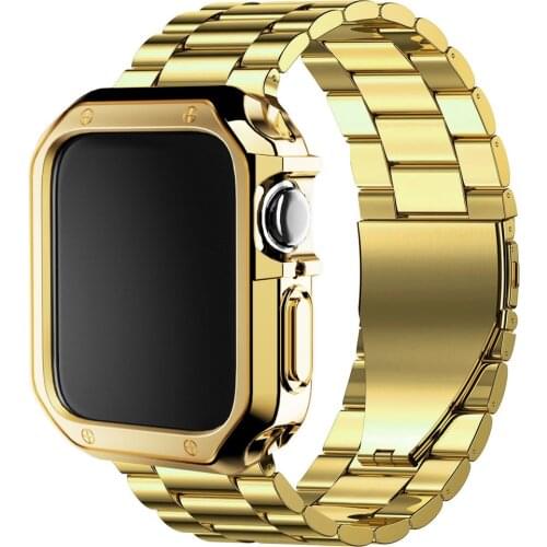 Stainless Steel Strap+silicone Case For apple watch 6 SE 5 4 Metal bracelet silcone Cover for iwatch band 44mm 40mm 38mm 42mm