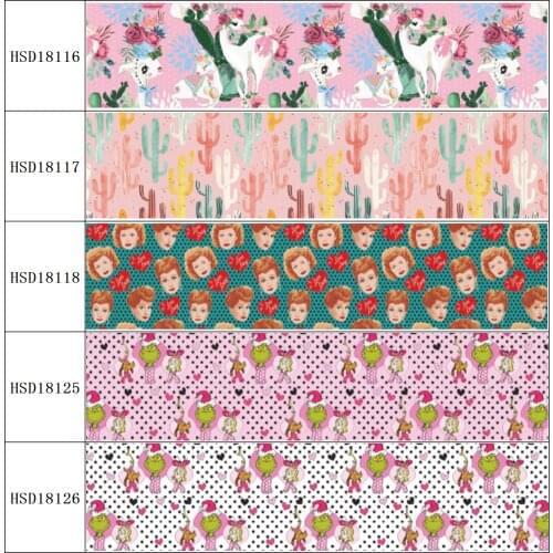 22MM 25MM 38MM 50MM 75mm Printed Pattern on Grosgrain Ribbon for diy ribbon