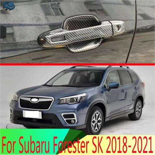 For Subaru Forester SK 2018 2019 Carbon Fiber Style Door Handle Bowl Cover Cup Cavity Trim Insert Catch Molding