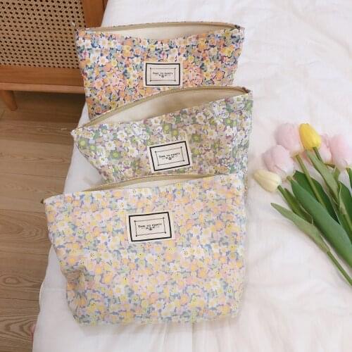 Make-up Bag Summer New Cotton Bag Hand Bag Fabric Storage Bag Sweet And Fresh Oil Painting Feeling Light And Convenient
