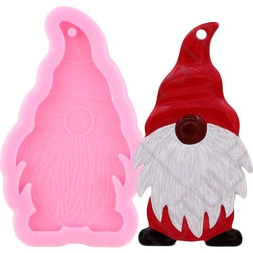 Super Glossy Christmas Old Man Shape Silicone Mold Epoxy Resin Keychain Molds Polymer Clay Pendant Mould Jewelry Making Moulds