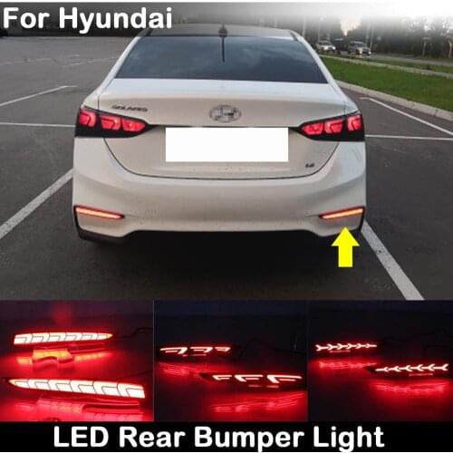 2Pcs For Hyundai Accent Solaris 2017 2018 LED Rear Bumper Reflector Lamp 2-in-1 Function LED Driving Light And Braking Light