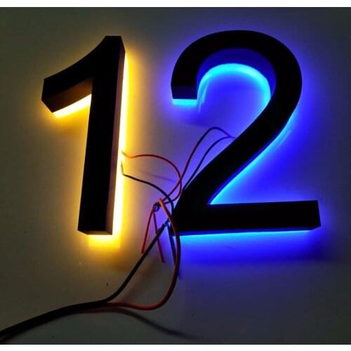 Stainless steel LED backlit house number and letter sign