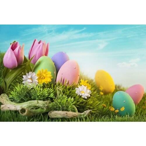 VinylBDS 7X5FT Easter Photography Backdrop Spring Eggs Children Backgrounds For Photo Studio
