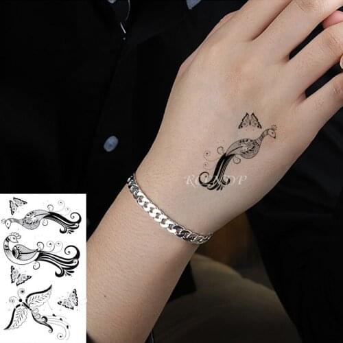 Waterproof Temporary Tattoo Sticker Phoenix Butterfly Animal Simple Drawing Fake Tatto Flash Tatoo Art for Kids Men Women