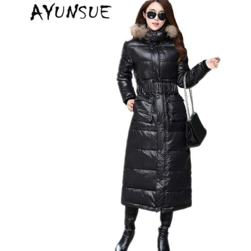 2020 New Fashion Europe Winter Women White Duck Down Coat Thigh Thick Slim Down Jacket Big Yards Long Jacket AW0067