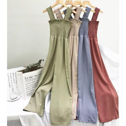 Summer Net Celebrity Temperament Retro Drape Chiffon Pants Jumpsuit Was Thin Suspenders Jumpsuit Wide Leg Pants