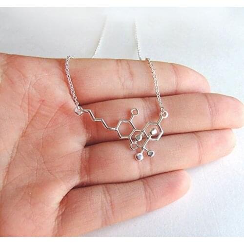 1Pc New THC Molecule Long Pendants Biology Molecule Necklace Mix Lots Link Chain Science Jewelry for Women Men