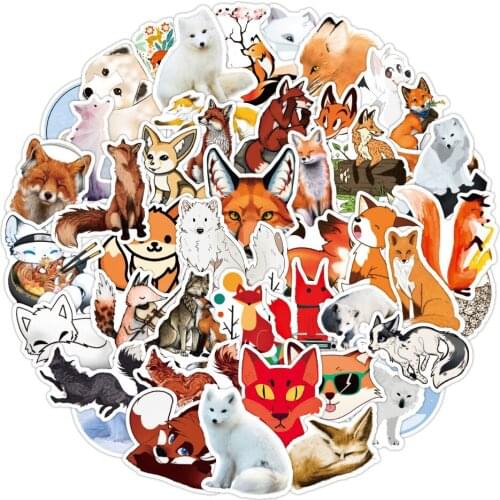 10/50pcs Cartoon Cute Fox Vulpes Graffiti Stickers DIY Laptop Luggage Refrigerator PVC Kids Stickers Toys