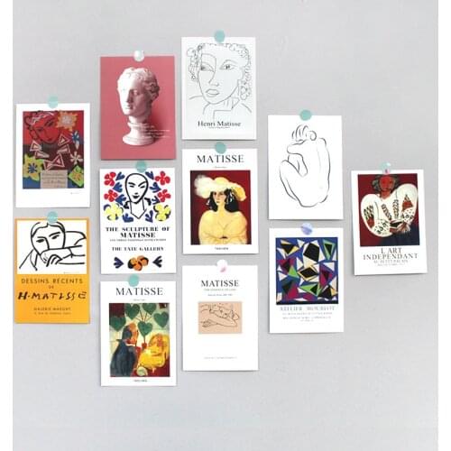 10Pcs/Set Ins Matisse abstract style Retro Double Sided Pattern Postcard Poster Diy Background Decoratiove Card Wall Sticker