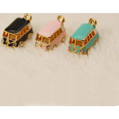 10pcs RUIDAY Bus Car Floating Enamel Charms Alloy Pendant For Necklaces/bracelets DIY Female Fashion Jewelry Accessories