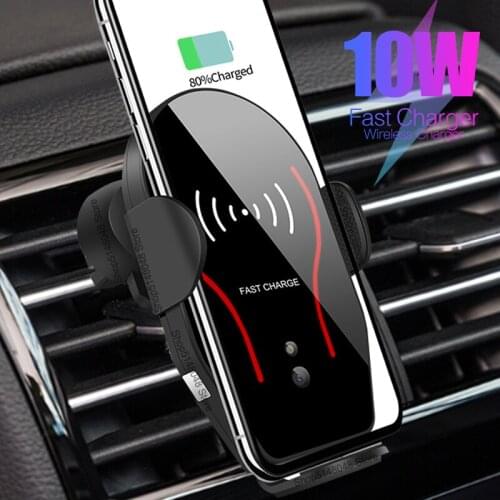 10W Qi Car Wireless Charger Holder Infrared Sensor Smartphone Fast Charging Mount For iPhone 12 Pro Max Xiaomi 11 Redmi Note 9s