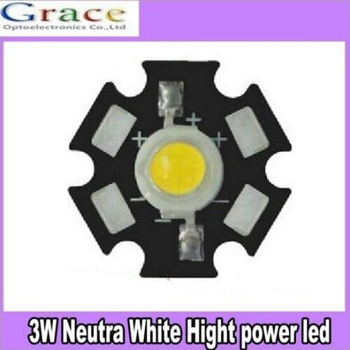 100PCS 3W High Power Neutra White LED Light Emitter 4000K with 20mm Heatsink