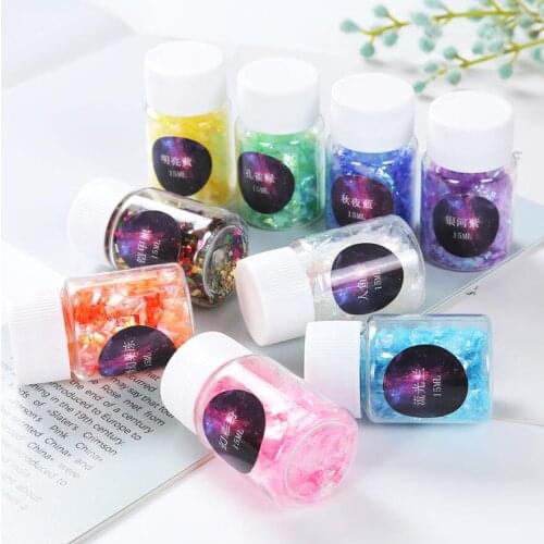 15ml 12 Colorful Shell Sugar Broken Pieces Flashing Debris Material UV Epoxy Resin Mold Making Jewelry Filling for DIY Jewelry