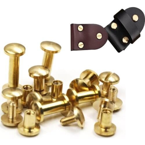 20pcs Solid Brass Binding Chicago Screws Nail Stud Rivets For Photo Album Leather Craft Studs Belt Wallet Fasteners 10/8mm cap