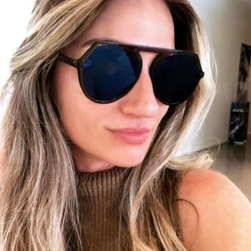 2020 New Women Sunglasses Brand Design Retro Cat Eye Sun Glasses Flat Top Resin Metal Frame Glasses For Female High Quality