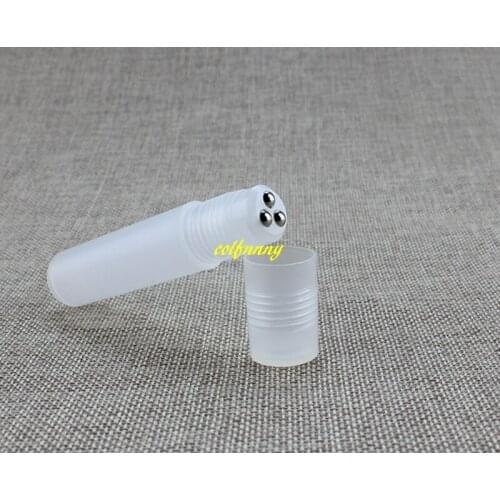 50pcs/lot 3 beads Eye Cream Roll on Bottles 10ML Cosmetics Ball Bottle Essence Oil Bottles transparent Plastic roll on bottle