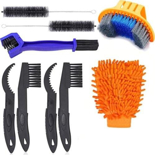 9 PCS Bikes Chain Cleaner Clean Machine Brushes Cycling Cleaning Kit Bicycle Brush Maintenance Tools for Mountain Road City BMX