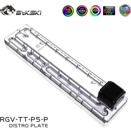 BYKSKI Acrylic Board Water Channel Solution use for ThermalTake/Tt Core P5 for CPU GPU Block / 3PIN RGB / Instead of Reservoir