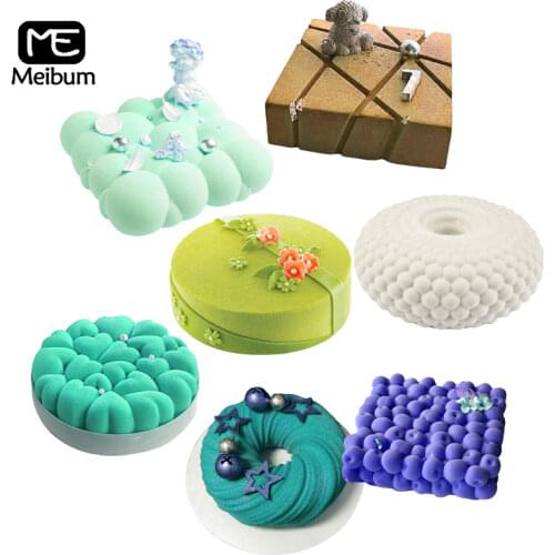 Meibum Non-Stick 3D Silicone Molds Cake Mousse Baking Moulds DIY Pastry Dessert Decorating Tools Reusable Kitchen Bakeware
