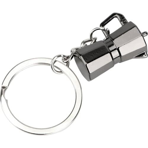 Car Keyring Key Holder Moka Pot Shape Keychain Metal Key Rings Auto Accessories Key Chain Creative Gift