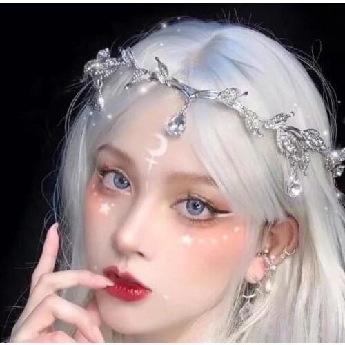 Baroque Luxury Crystal Crown Bridal Hair Accessories Wedding Rhinestone Teardrop Leaf Tiara Headband Frontlet Bride Hair Jewelry