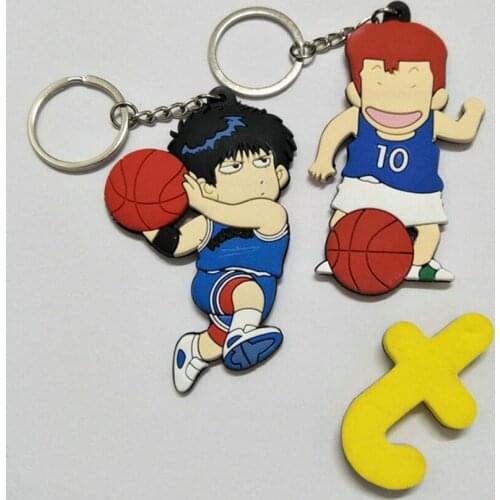 Anime Slam Dunk PVC keychain Hanamichi Sakuragi Rukawa Kaede funny cute silicona para llaves bag pendant Jewelry Accessory gifts