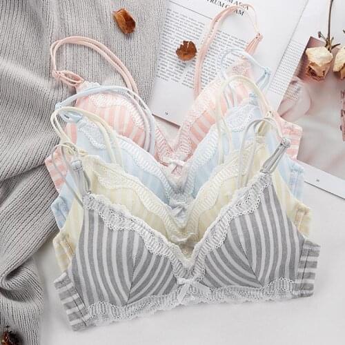 French Triangle Cup Bra Bralette Women Sweet Push Up Underwear Wireless Bra Breathable Comfortable Lingerie