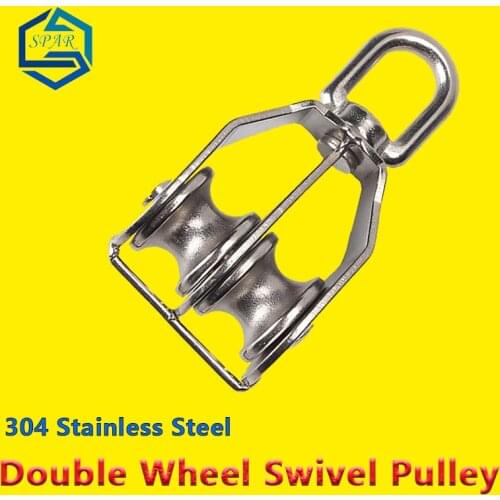 Double Pulley Wheel Swivel Pulley Lifting Rope Pulley Set Lifting Wheel Lifting Rope Pulley Block Tools 304 Stainless Steel