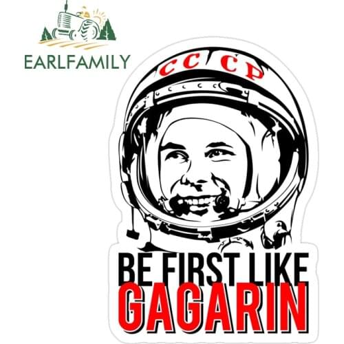EARLFAMILY 13cm x 9.1cm for USSR Be First Like Gagarin Camper Truck Decal DIY Waterproof Scratch-proof Anime Car Stickers
