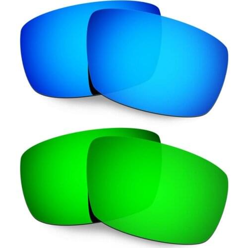 HKUCO For Spy Optic Logan Sunglasses Polarized Replacement Lenses 2 Pairs Blue & Green