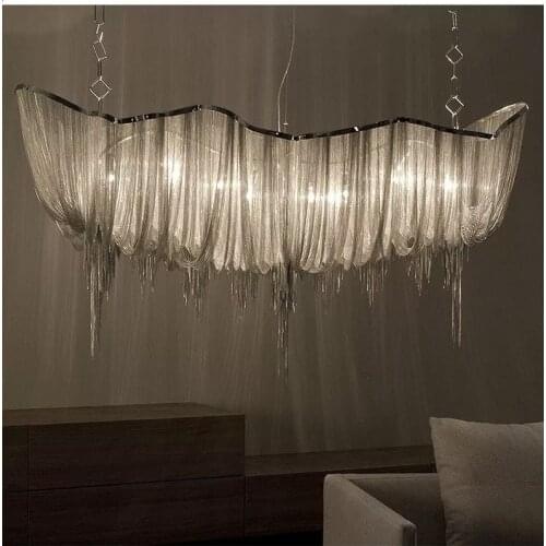 Italian creative art restaurant chandelier postmodern minimalist villa hotel living room lamp tassel decoration exhibition hall